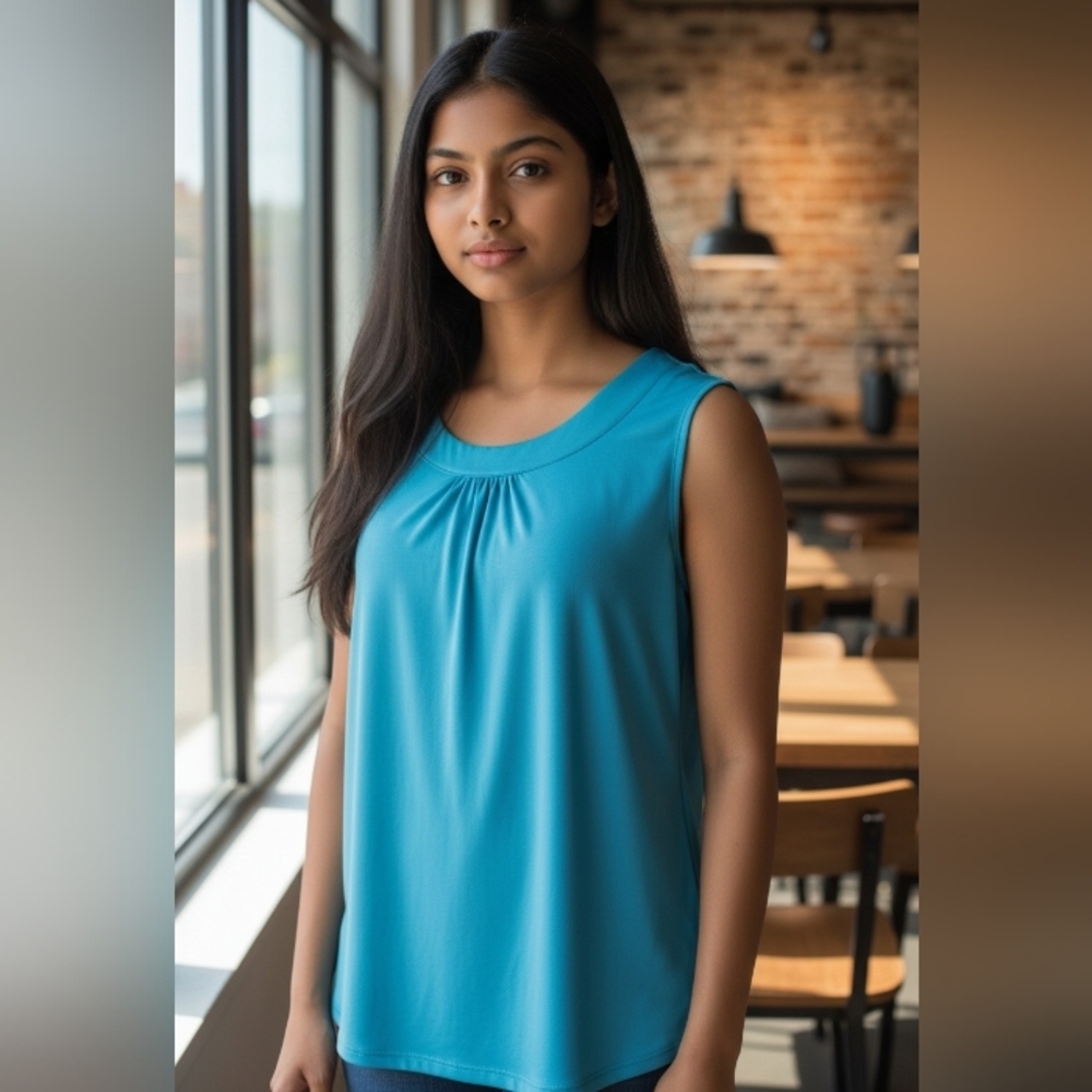 Alia Blue Sleeveless Top Petite P/L